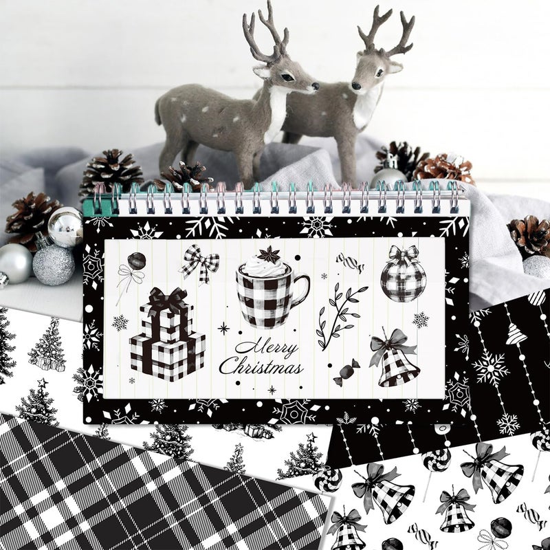 Feivando 24 Sheets Christmas Scrapbook Paper 12'' × 12'' Double-Sided Xmas Black Plaid Pattern Paper Decorative Art Cardstock for Holiday DIY Crafts Card Making Scrapbook Supplies - Image 4